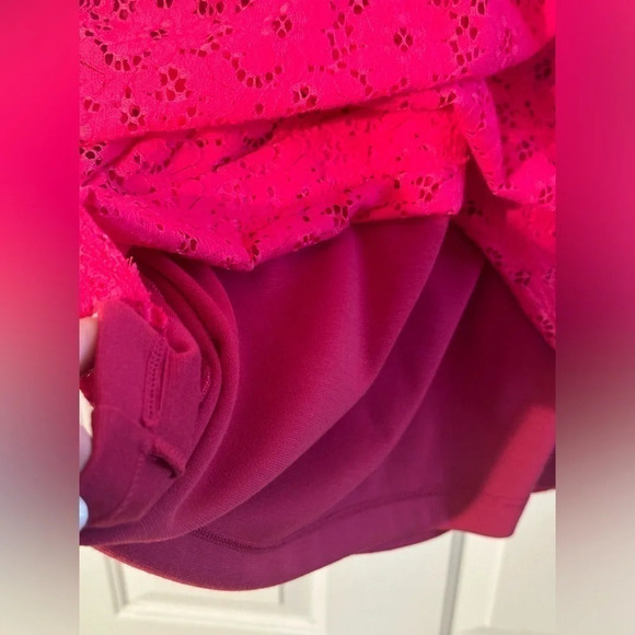 ANTHROPOLOGIE Deletta Med Fuscia Lace Embroidery Lined Sleeveless Eyelet Dress - Picture 7 of 14